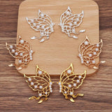 20Pcs 36*45mm Metal Inlaid w/ Pearls Butterfly DIY Jewelry Settings