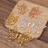 20Pcs 36*45mm Metal Inlaid w/ Pearls Butterfly DIY Jewelry Settings