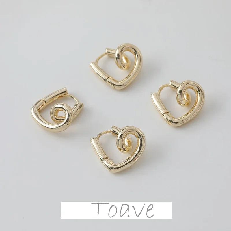 14K Electroplating Glossy Peach Heart Earrings