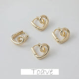 14K Electroplating Glossy Peach Heart Earrings