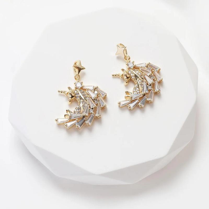 2PCS Unicorn Zircon Necklace Pendant Charms for DIY Jewelry Making