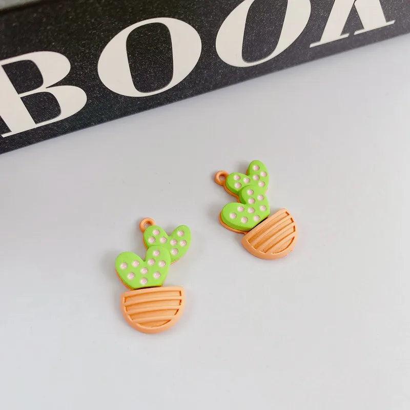 10pcs Cactus Pendant Base Alloy Charms for Jewelry Making