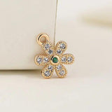 4PCS 9*13MM 14K Brass Zircon Flower Charm Pendants DIY Jewelry Making