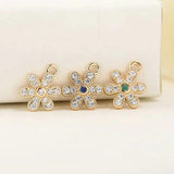 4PCS 9*13MM 14K Brass Zircon Flower Charm Pendants DIY Jewelry Making