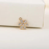 4PCS 9*13MM 14K Brass Zircon Flower Charm Pendants DIY Jewelry Making