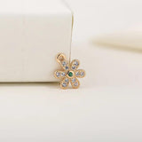 4PCS 9*13MM 14K Brass Zircon Flower Charm Pendants DIY Jewelry Making