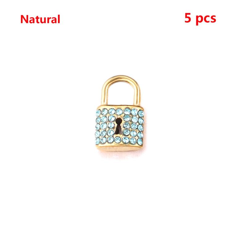 5pcs Zircon Crystal Charms Love Lock Key Pendant DIY Necklace Bracelet