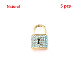 5pcs Zircon Crystal Charms Love Lock Key Pendant DIY Necklace Bracelet