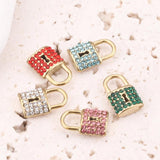 5pcs Zircon Crystal Charms Love Lock Key Pendant DIY Necklace Bracelet