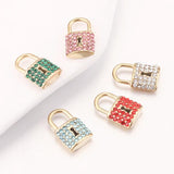 5pcs Zircon Crystal Charms Love Lock Key Pendant DIY Necklace Bracelet