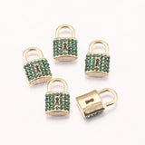 5pcs Zircon Crystal Charms Love Lock Key Pendant DIY Necklace Bracelet