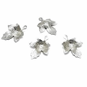 100pcs/Lot Steel Rose Stainless Steel Leaf Pattern Tags Charm Pandent Necklace