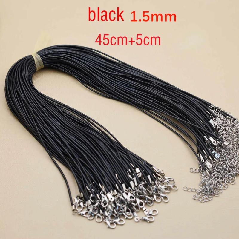 20pcs Waxed Cotton 1.5mm Necklace Cords with Extend Chain Jewelry Cord
