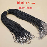 20pcs Waxed Cotton 1.5mm Necklace Cords with Extend Chain Jewelry Cord