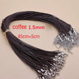 20pcs Waxed Cotton 1.5mm Necklace Cords with Extend Chain Jewelry Cord