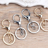 8pcs 30mm Keychains With Lobster Clasp Silver Plated Keyring Supplies