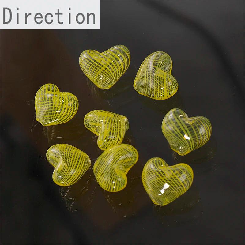 Peach Heart Glass Bead Pendant for DIY Jewelry Making