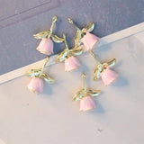10pcs Rose Flower Pendant Base for DIY Necklace Earrings