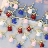 10pcs Rose Flower Pendant Base for DIY Necklace Earrings