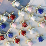 10pcs Rose Flower Pendant Base for DIY Necklace Earrings