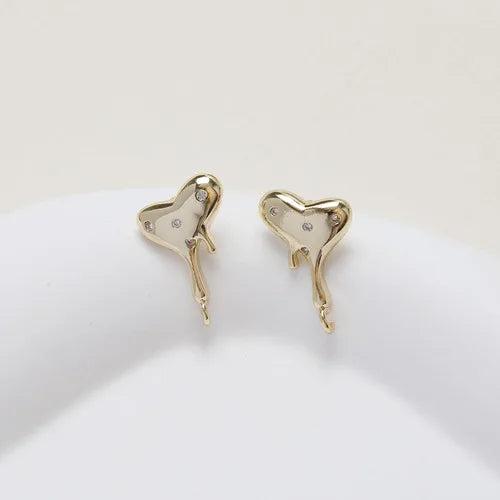Dainty Heart Ear Studs Earrings 14k Plated Brass DIY Jewelry Findings