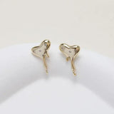 Dainty Heart Ear Studs Earrings 14k Plated Brass DIY Jewelry Findings