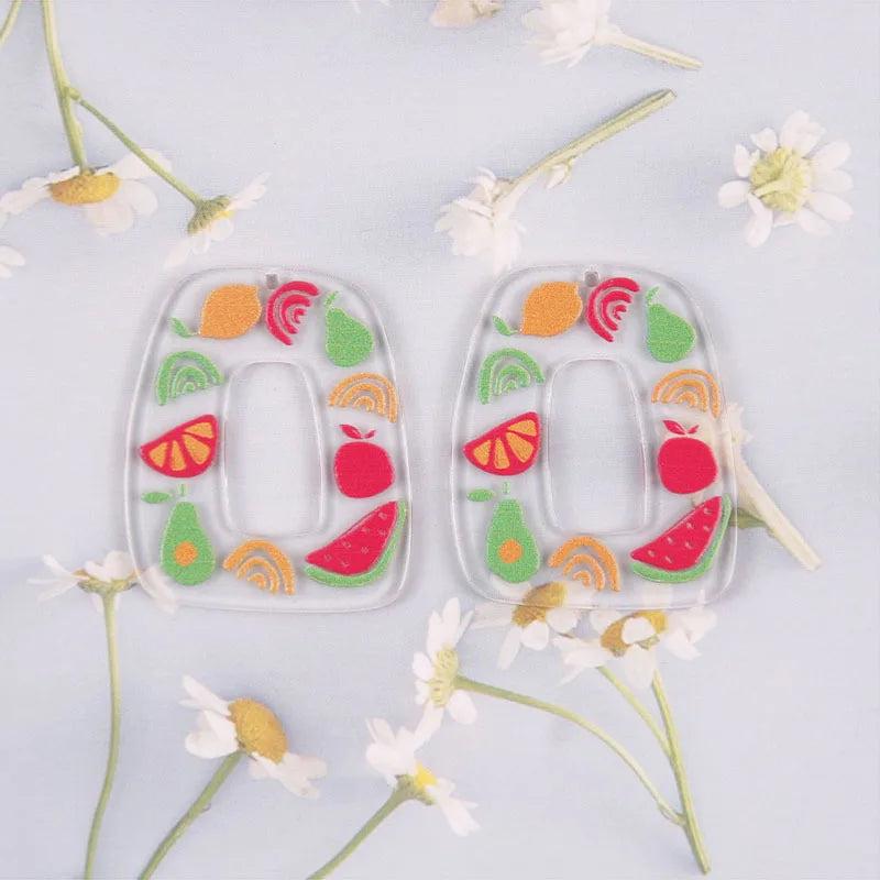 10 PCS Acrylic Embossed Flowers Pendant Charms DIY Earrings Accessories