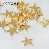 10pcs Matte Flat Star Brass Charms 14mm