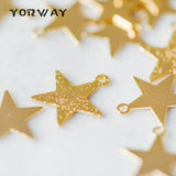 10pcs Matte Flat Star Brass Charms 14mm
