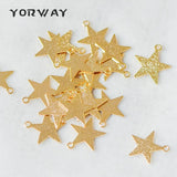 10pcs Matte Flat Star Brass Charms 14mm