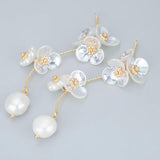18k Plated Natural Stone Pearl Charms Petal Pendants
