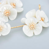 18k Plated Natural Stone Pearl Charms Petal Pendants