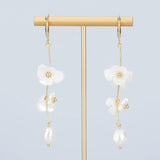 18k Plated Natural Stone Pearl Charms Petal Pendants