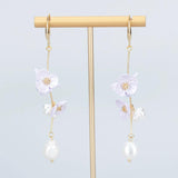 18k Plated Natural Stone Pearl Charms Petal Pendants