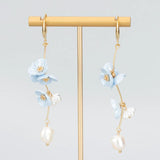 18k Plated Natural Stone Pearl Charms Petal Pendants