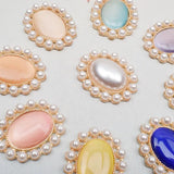 10pcs 23*28mm Oval Pearl Wedding Opal Buttons DIY Hair Accessory Jewelry Crafts