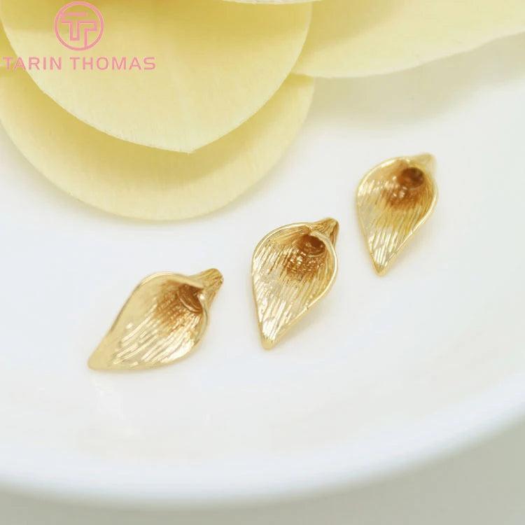 6PCS 19x10MM 4K Champagne Brass Flower Tassel Caps for DIY Jewelry