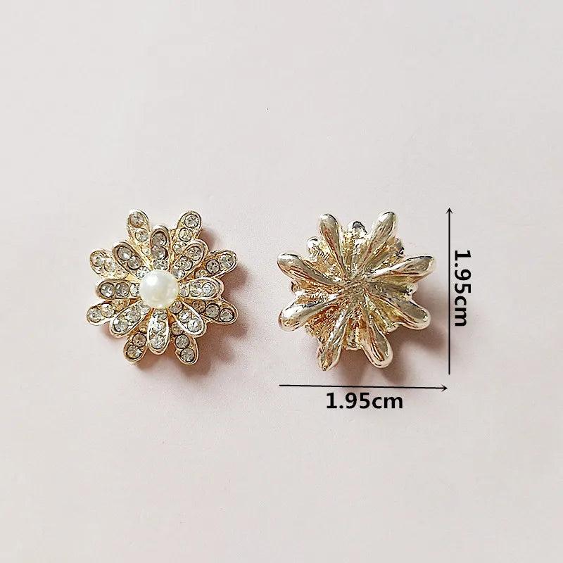 10 PCS Crystal Rhinestones Pearl Flowers Earrings Accessories