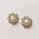 10 PCS Crystal Rhinestones Pearl Flowers Earrings Accessories