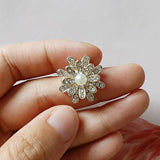 10 PCS Crystal Rhinestones Pearl Flowers Earrings Accessories