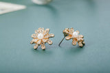 10 PCS Crystal Rhinestones Pearl Flowers Earrings Accessories