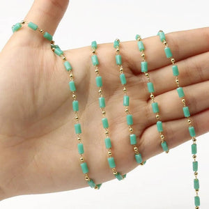 1 Meter Stone Chain Crystal Beads Copper Chains Jewelry Making DIY