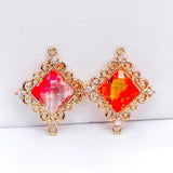 KC Plated Rhinestone Eardrop Crystal Pendant Charms Necklace Earring Accessories