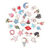 30Pcs Mixed Enamel Beads Pendants Charms for DIY Jewelry Making