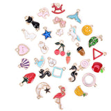 30Pcs Mixed Enamel Beads Pendants Charms for DIY Jewelry Making