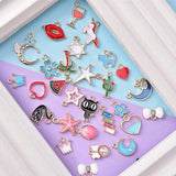 30Pcs Mixed Enamel Beads Pendants Charms for DIY Jewelry Making