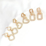 1 Pair Copper Clad 14K Zircon Rectangular Studs for Earrings