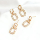 1 Pair Copper Clad 14K Zircon Rectangular Studs for Earrings