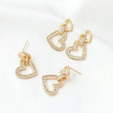 1 Pair Copper Clad 14K Zircon Rectangular Studs for Earrings