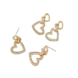 1 Pair Copper Clad 14K Zircon Rectangular Studs for Earrings